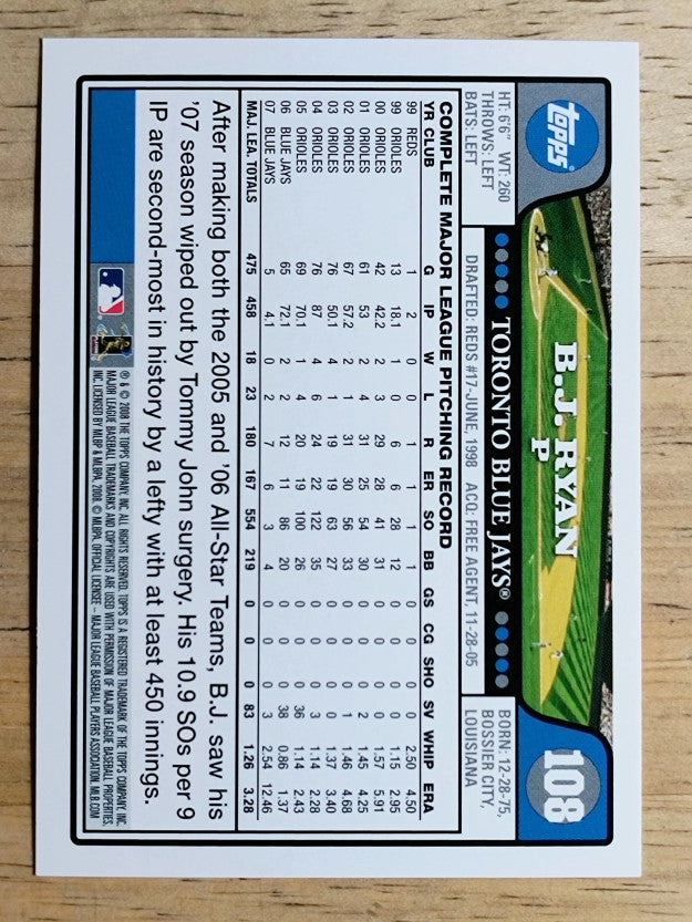 2008 Topps #108 B.J. Ryan