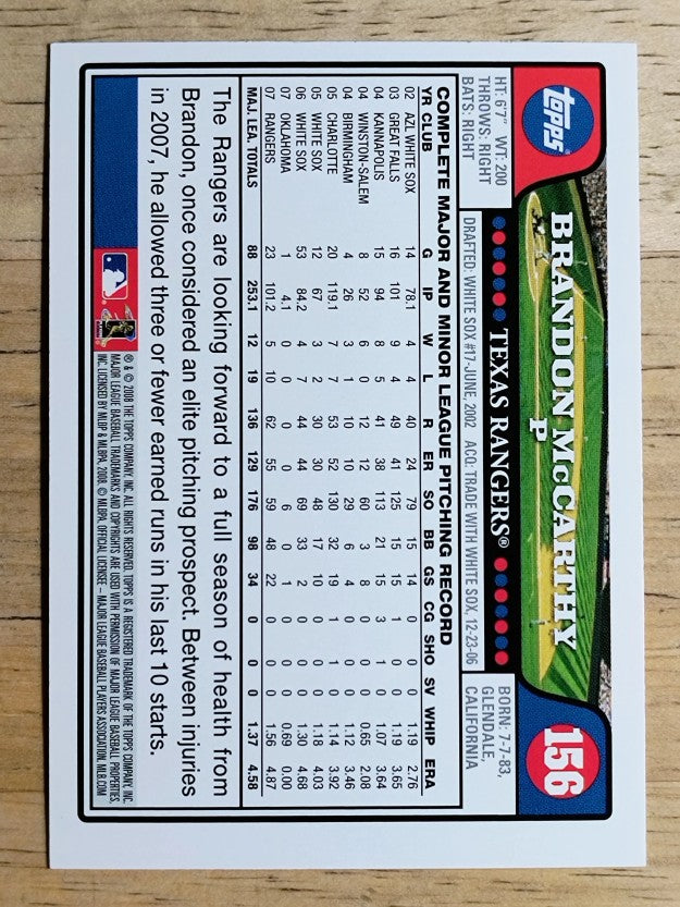 2008 Topps #156 Brandon McCarthy