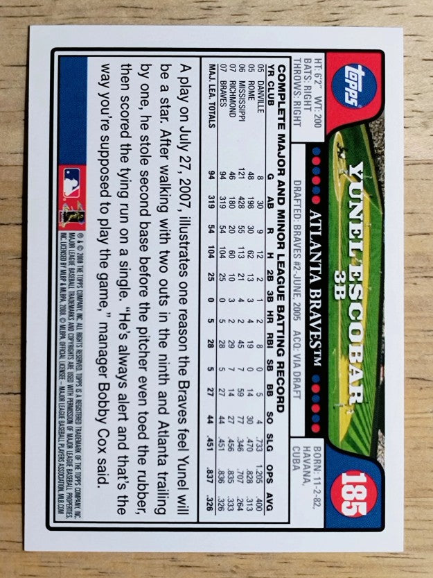 2008 Topps #185 Yunel Escobar