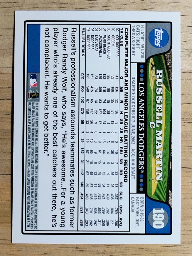 2008 Topps #190 Russell Martin