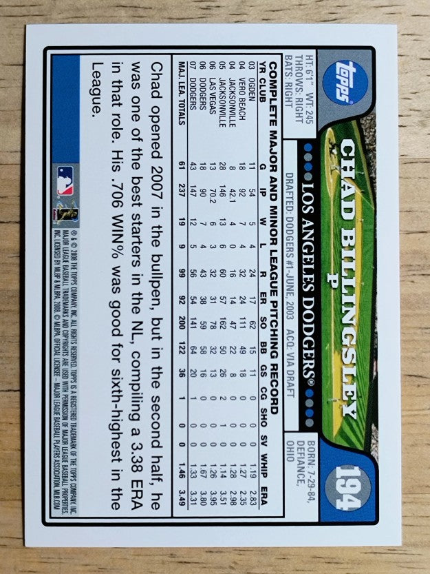 2008 Topps #194 Chad Billingsley