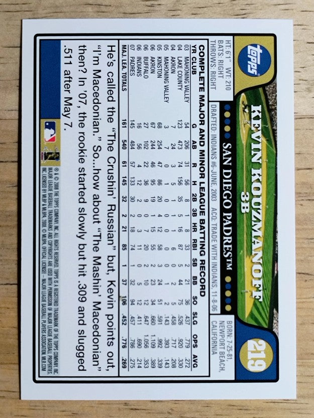 2008 Topps #219 Kevin Kouzmanoff