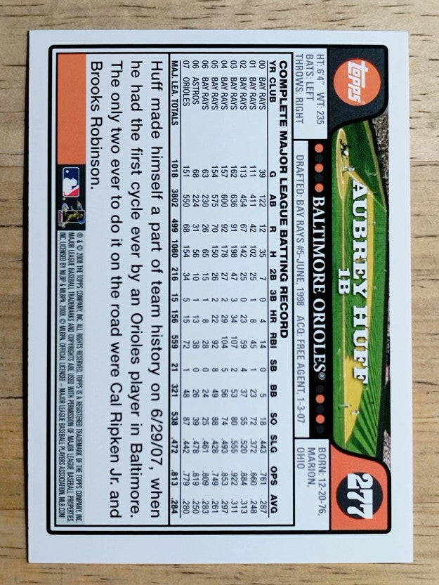 2008 Topps #277 Aubrey Huff