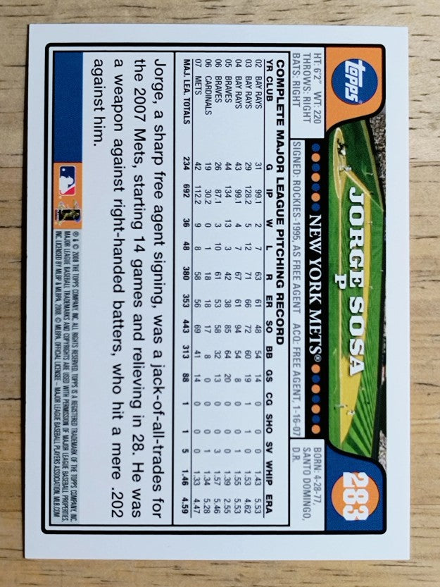 2008 Topps #283 Jorge Sosa