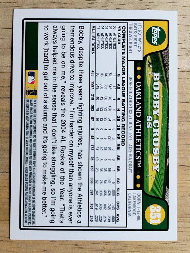 2008 Topps #351 Bobby Crosby