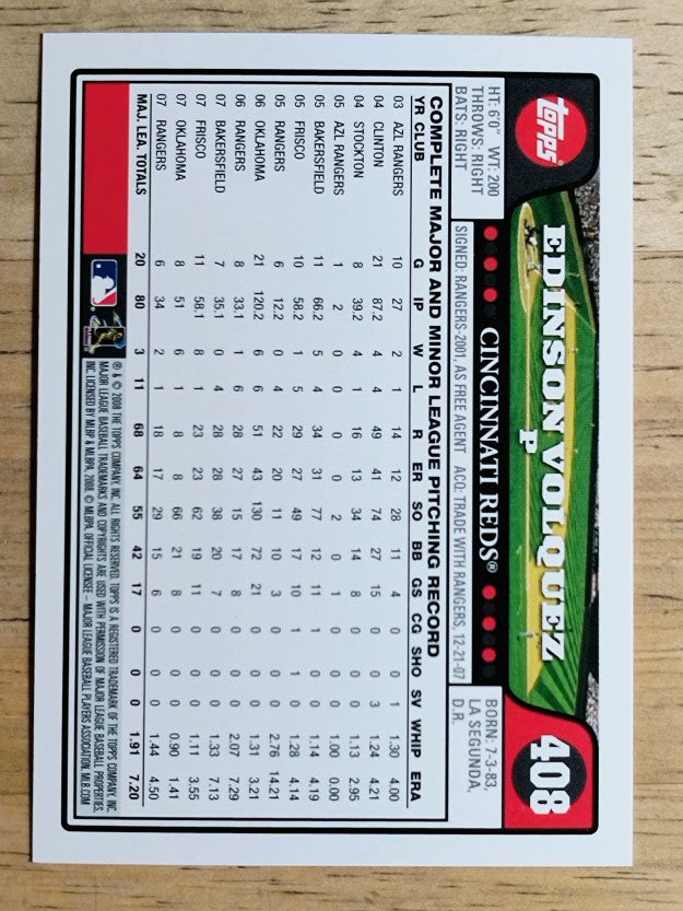 2008 Topps #408 Edinson Volquez