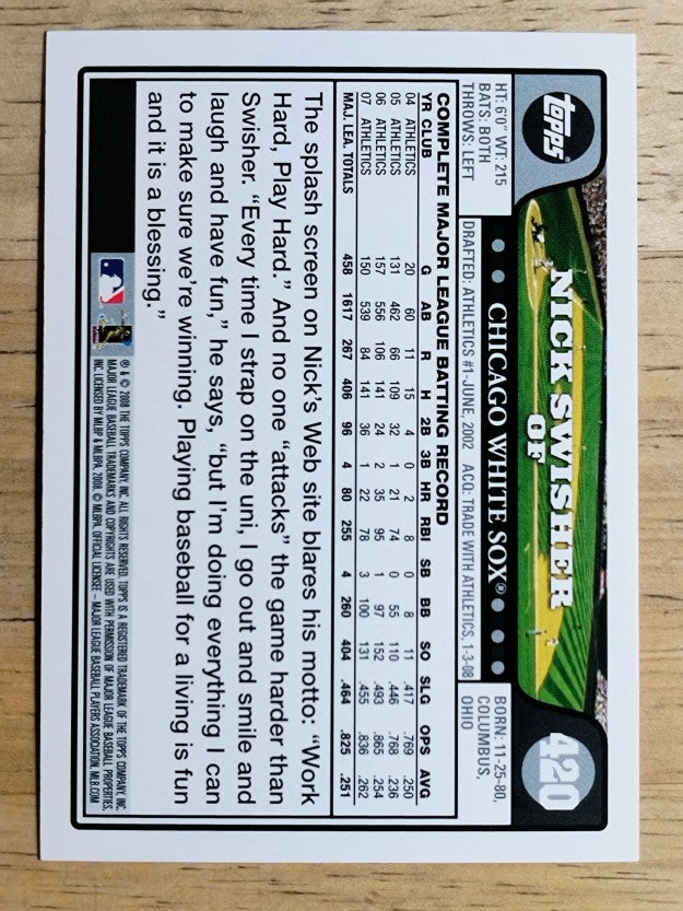 2008 Topps #420 Nick Swisher
