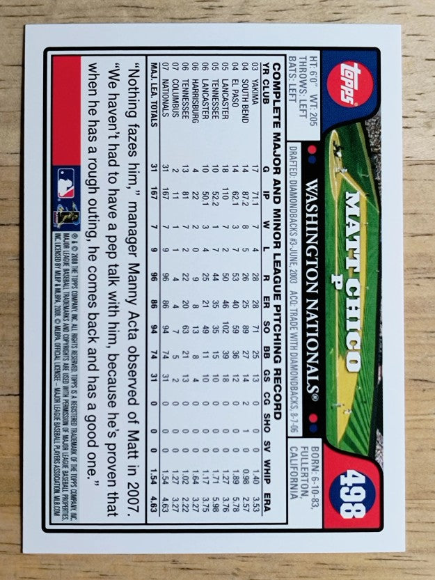 2008 Topps #498 Matt Chico