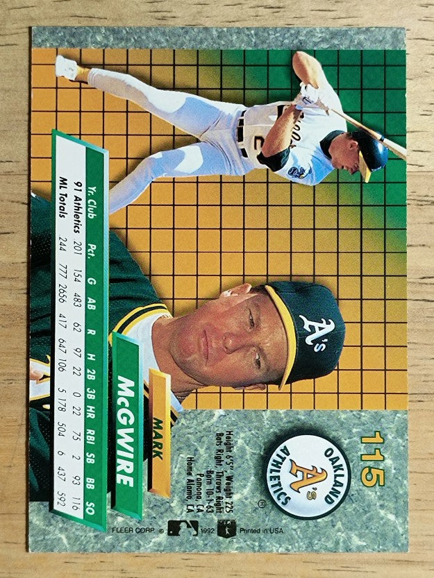 1992 Ultra #115 Mark McGwire