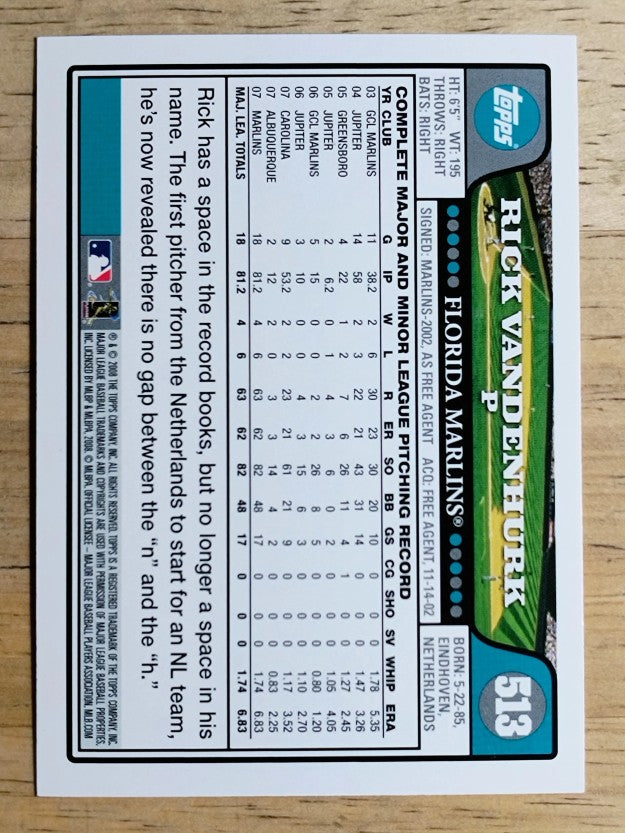 2008 Topps #513 Rick Vanden Hurk