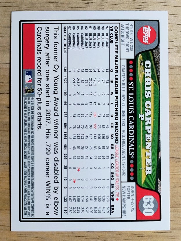 2008 Topps #630 Chris Carpenter