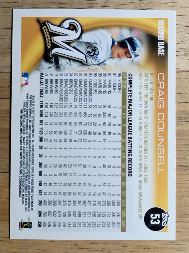 2010 Topps #53 Craig Counsell
