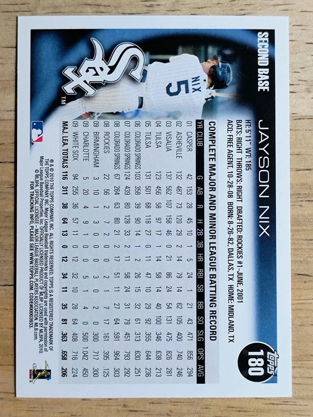 2010 Topps #180 Jayson Nix