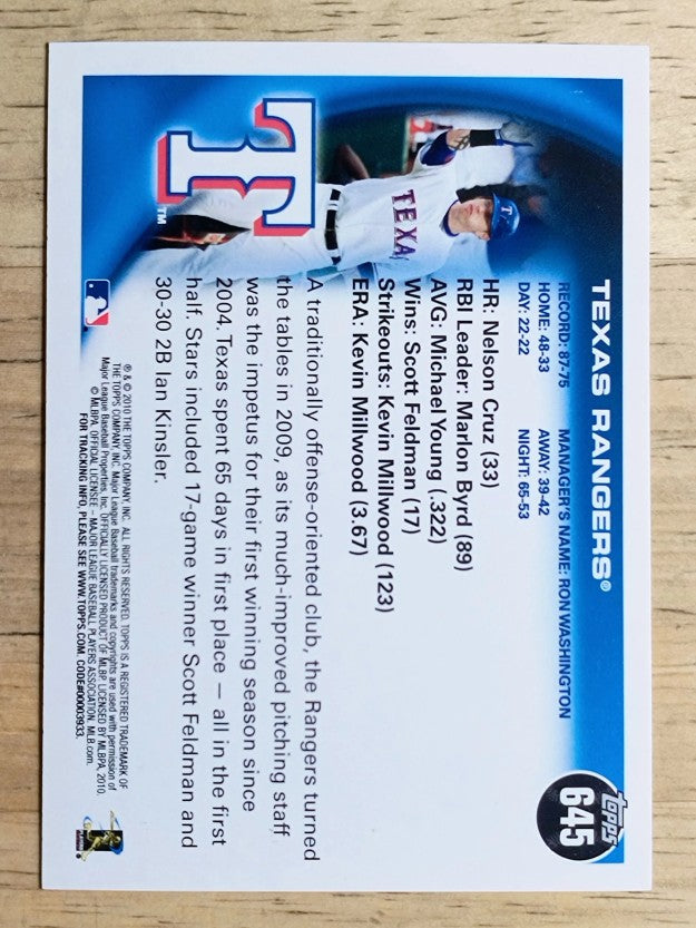2010 Topps #645 Texas Rangers