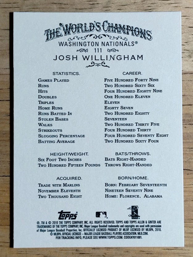 2010 Topps Allen and Ginter #111 Josh Willingham