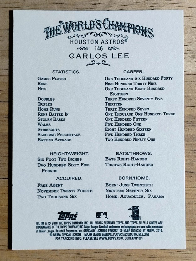 2010 Topps Allen and Ginter #146 Carlos Lee