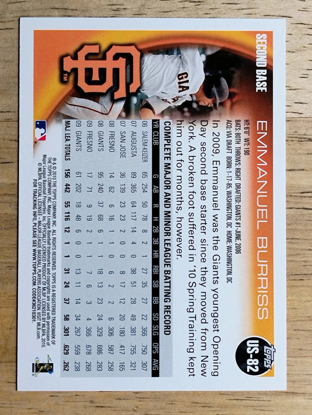 2010 Topps Update #US82 Emmanuel Burriss
