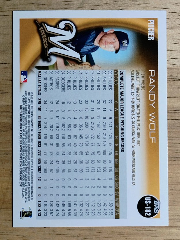 2010 Topps Update #US182 Randy Wolf