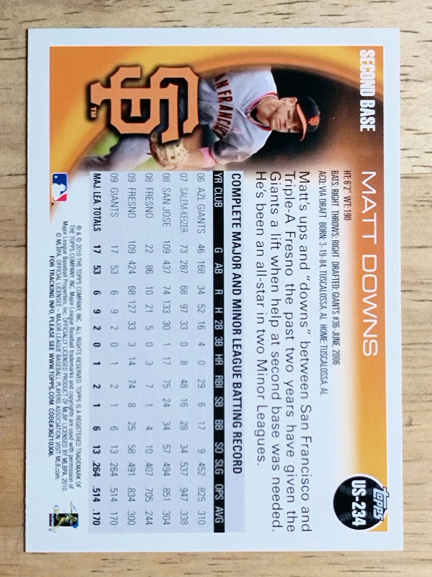 2010 Topps Update #US234 Matt Downs RC