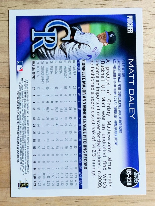 2010 Topps Update #US236 Matt Daley