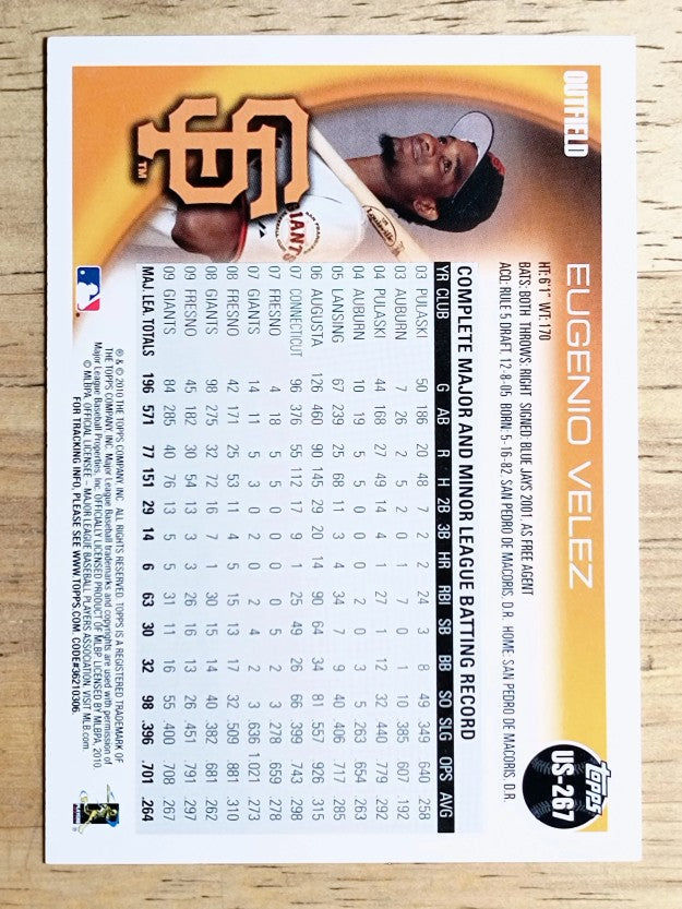 2010 Topps Update #US267 Eugenio Velez