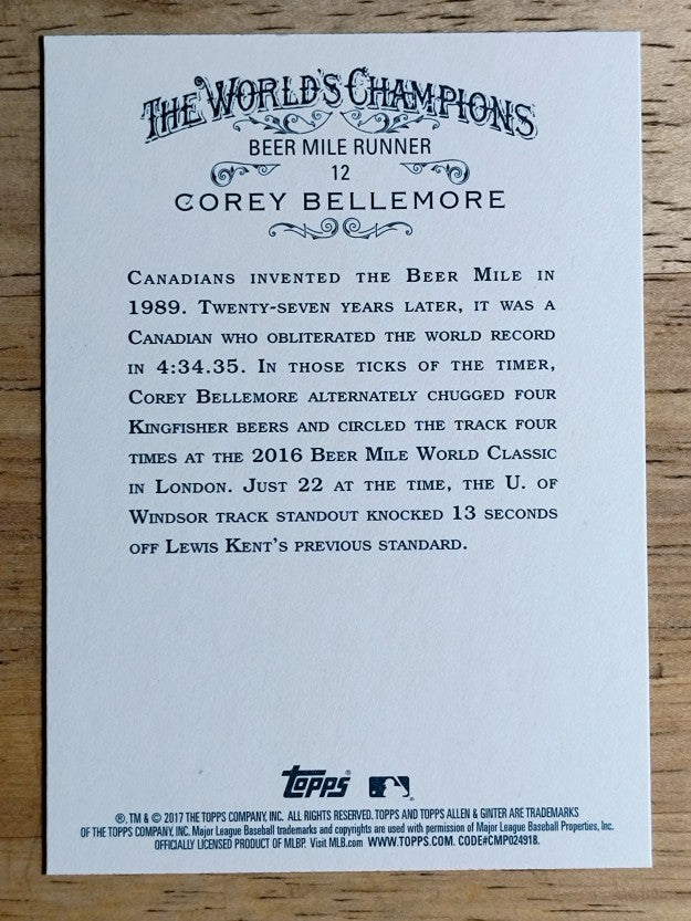 2017 Topps Allen and Ginter #12 Corey Bellemore