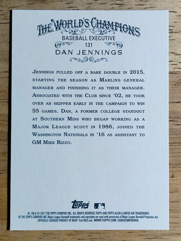 2017 Topps Allen and Ginter #131 Dan Jennings EXEC