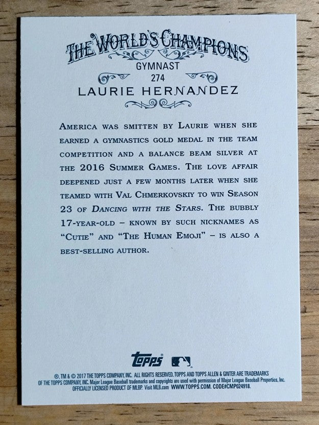 2017 Topps Allen and Ginter #274 Laurie Hernandez