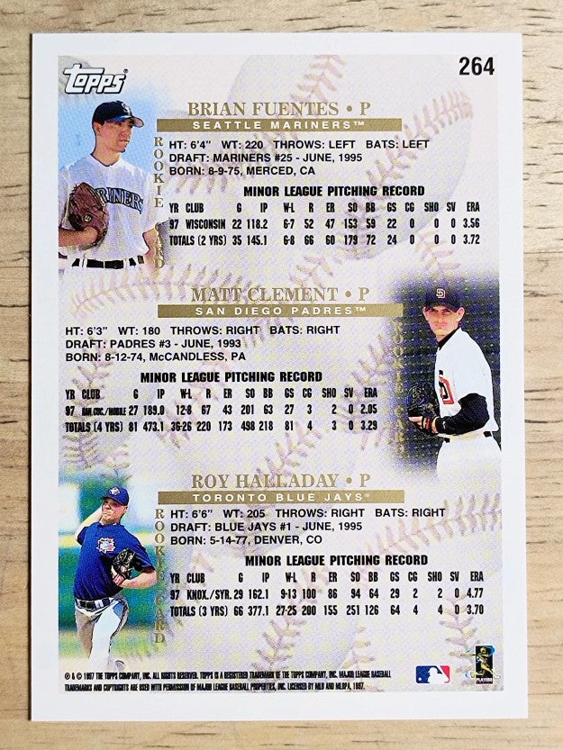 1998 Topps #264 Brian Fuentes RC/Matt Clement/Roy Halladay