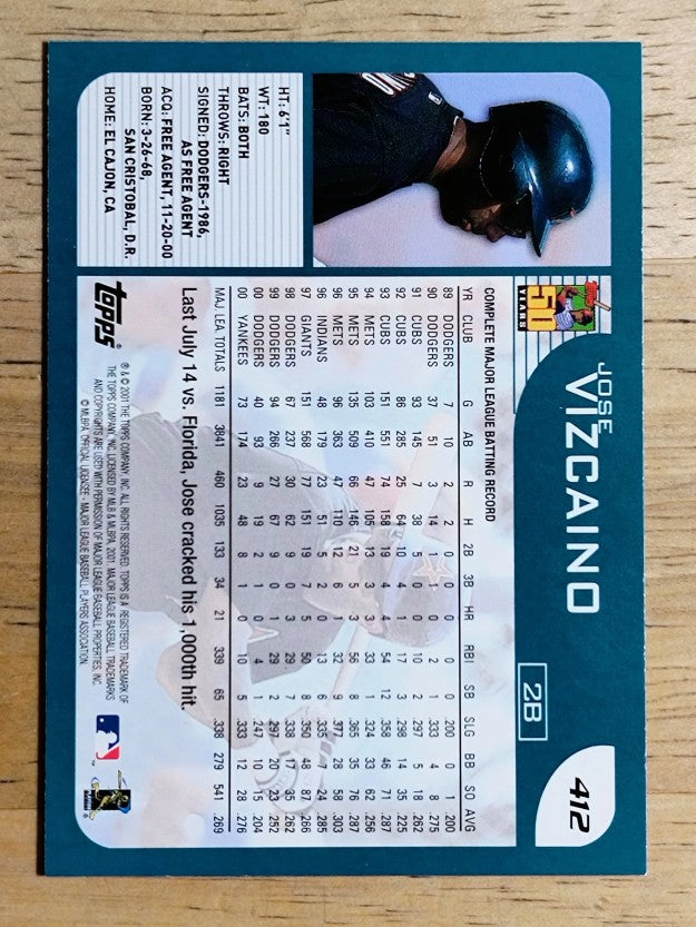 2001 Topps #412 Jose Vizcaino