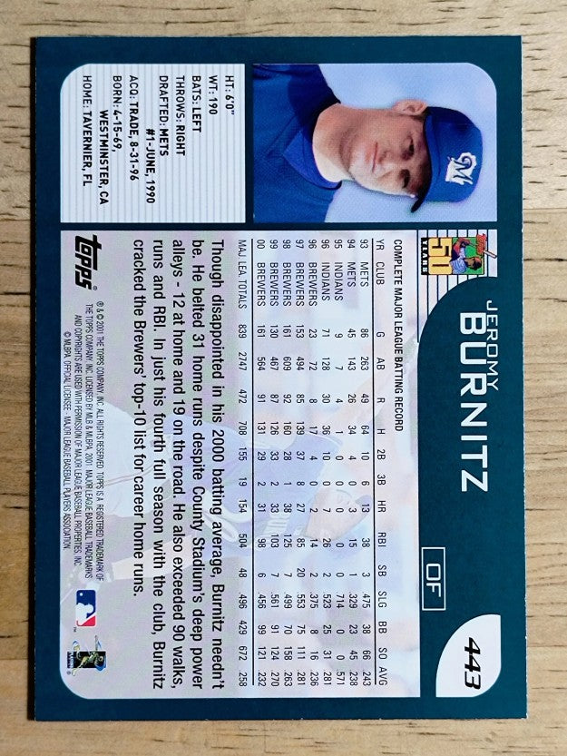 2001 Topps #443 Jeromy Burnitz