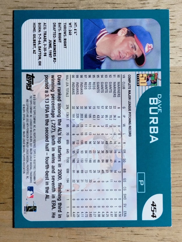 2001 Topps #454 Dave Burba