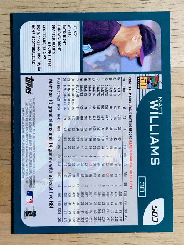 2001 Topps #503 Matt Williams