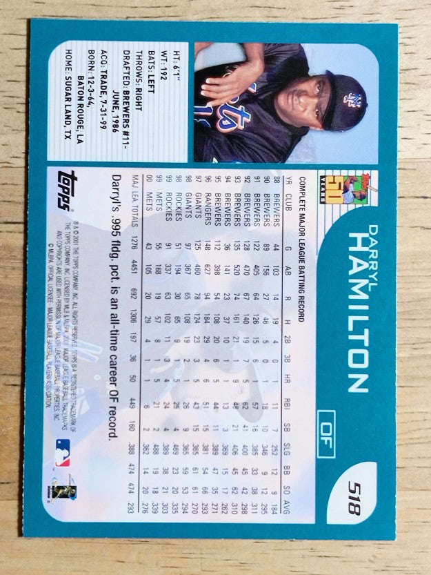 2001 Topps #518 Darryl Hamilton