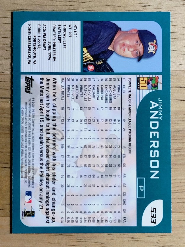2001 Topps #533 Jimmy Anderson