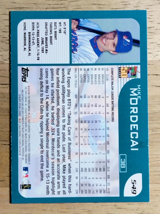 2001 Topps #549 Mike Mordecai