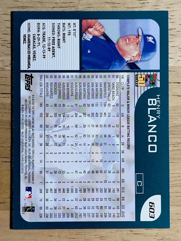 2001 Topps #603 Henry Blanco