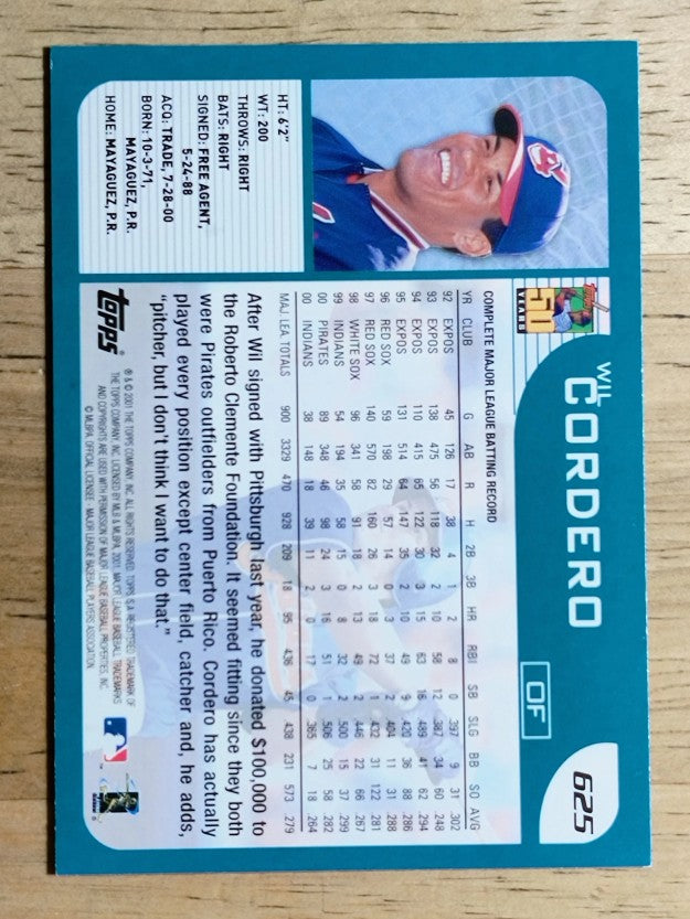 2001 Topps #625 Wil Cordero