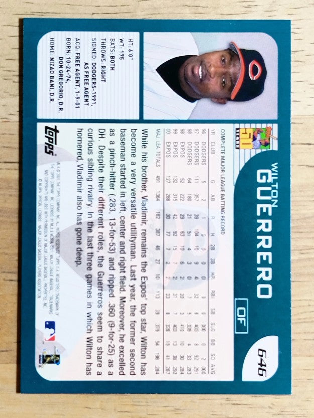 2001 Topps #646 Wilton Guerrero