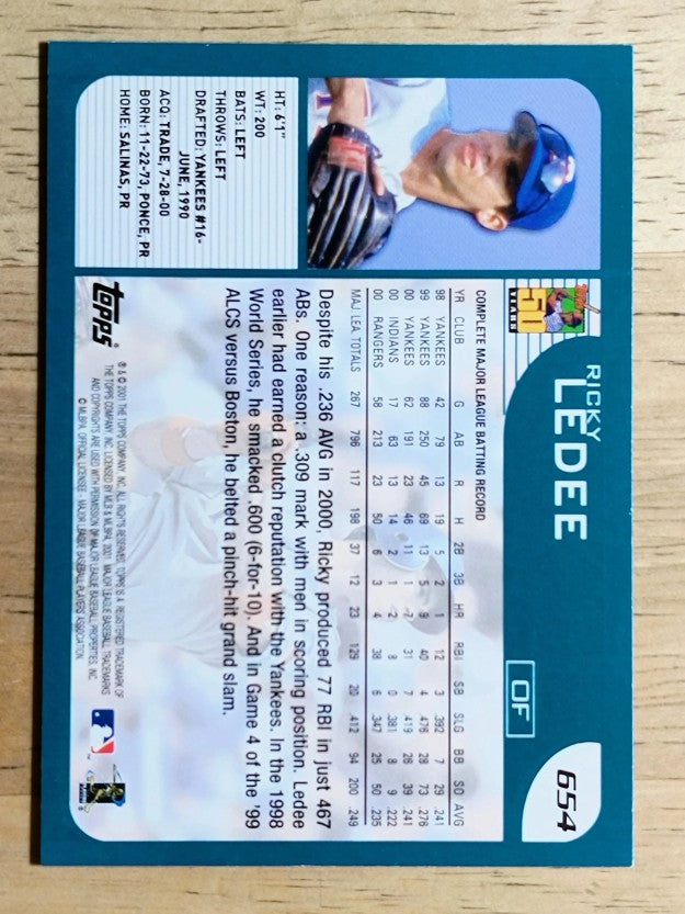 2001 Topps #654 Ricky Ledee