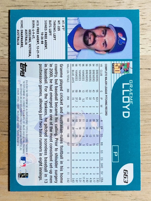 2001 Topps #663 Graeme Lloyd