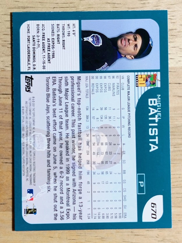 2001 Topps #670 Miguel Batista
