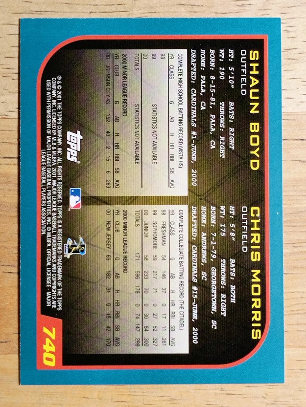 2001 Topps #740 Shaun Boyd RC/Chris Morris RC