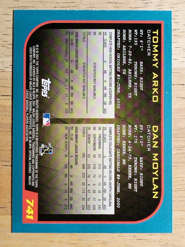 2001 Topps #741 Tommy Arko RC/Dan Moylan RC
