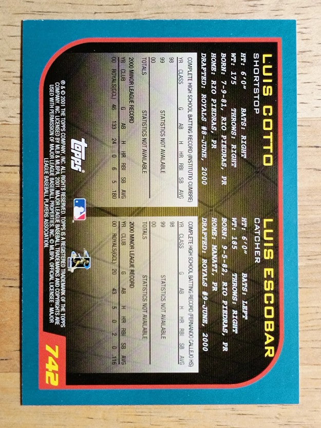 2001 Topps #742 Luis Cotto RC/Luis Escobar