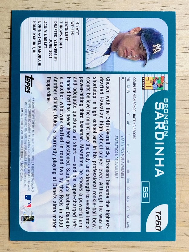 2001 Topps Traded #T260 Bronson Sardinha RC