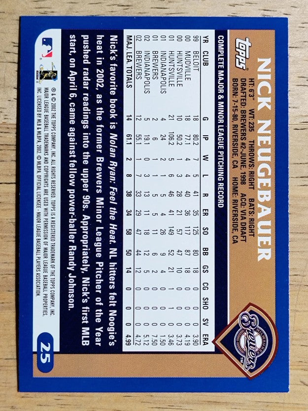 2003 Topps #25 Nick Neugebauer