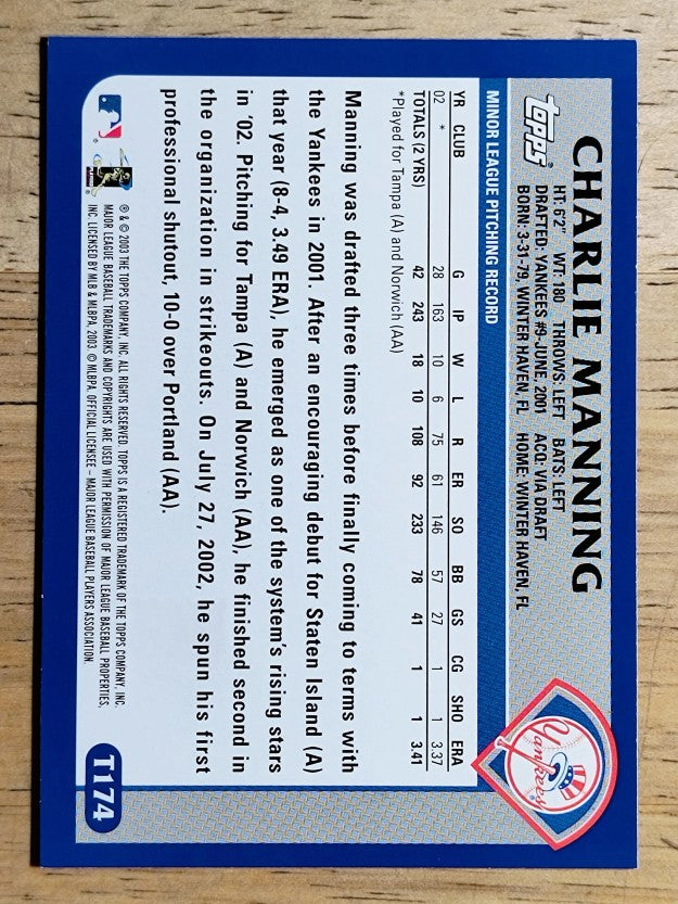 2003 Topps Traded #T174 Charlie Manning FY RC