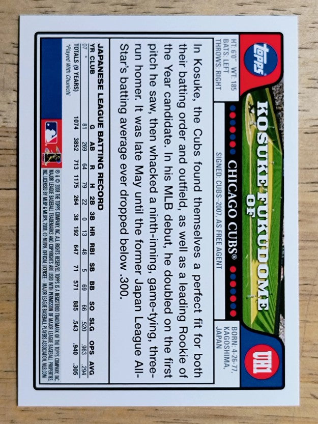2008 Topps Update #UH1A Kosuke Fukudome RC