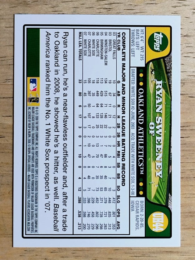 2008 Topps Update #UH44 Ryan Sweeney